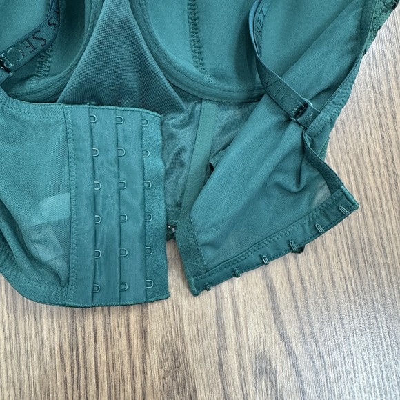 Victorias Secret Bra Womens 36D Green Lace Corset Underwired Boning Coquette - Picture 3 of 16